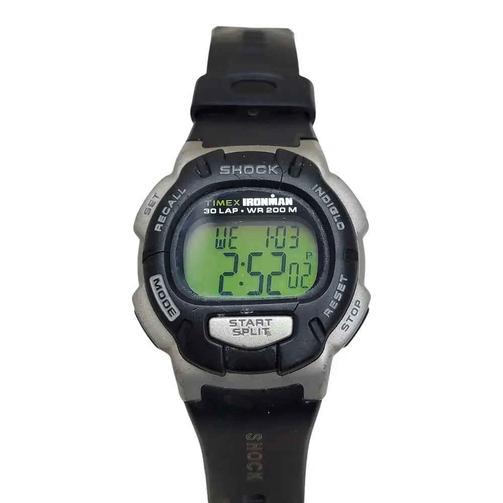 Timex Ironman Shock 30 Lap 200M WR Digital Mens Sport Watch Indiglo Running